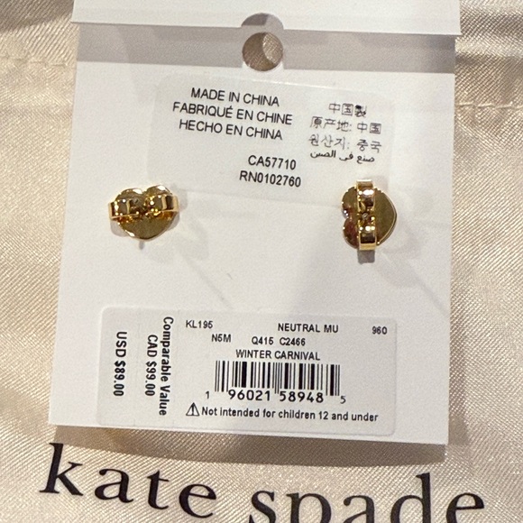 NWT Kate Spade Celebration Champagne Bottle Cubic Zirconia & Pearl Drop Earrings - Picture 5 of 6